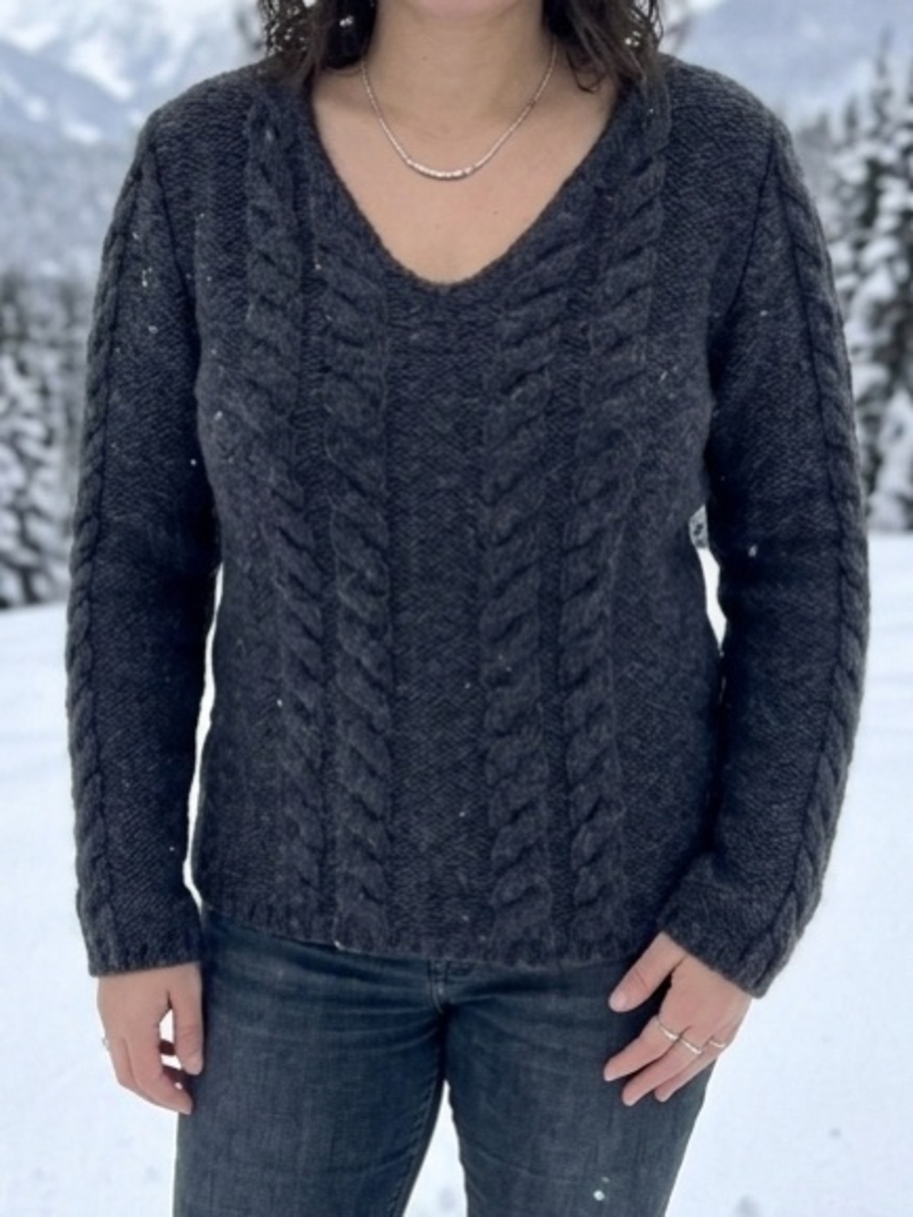 Rebecca Moses Gray Cashmere Cable Knit Sweater N259-20